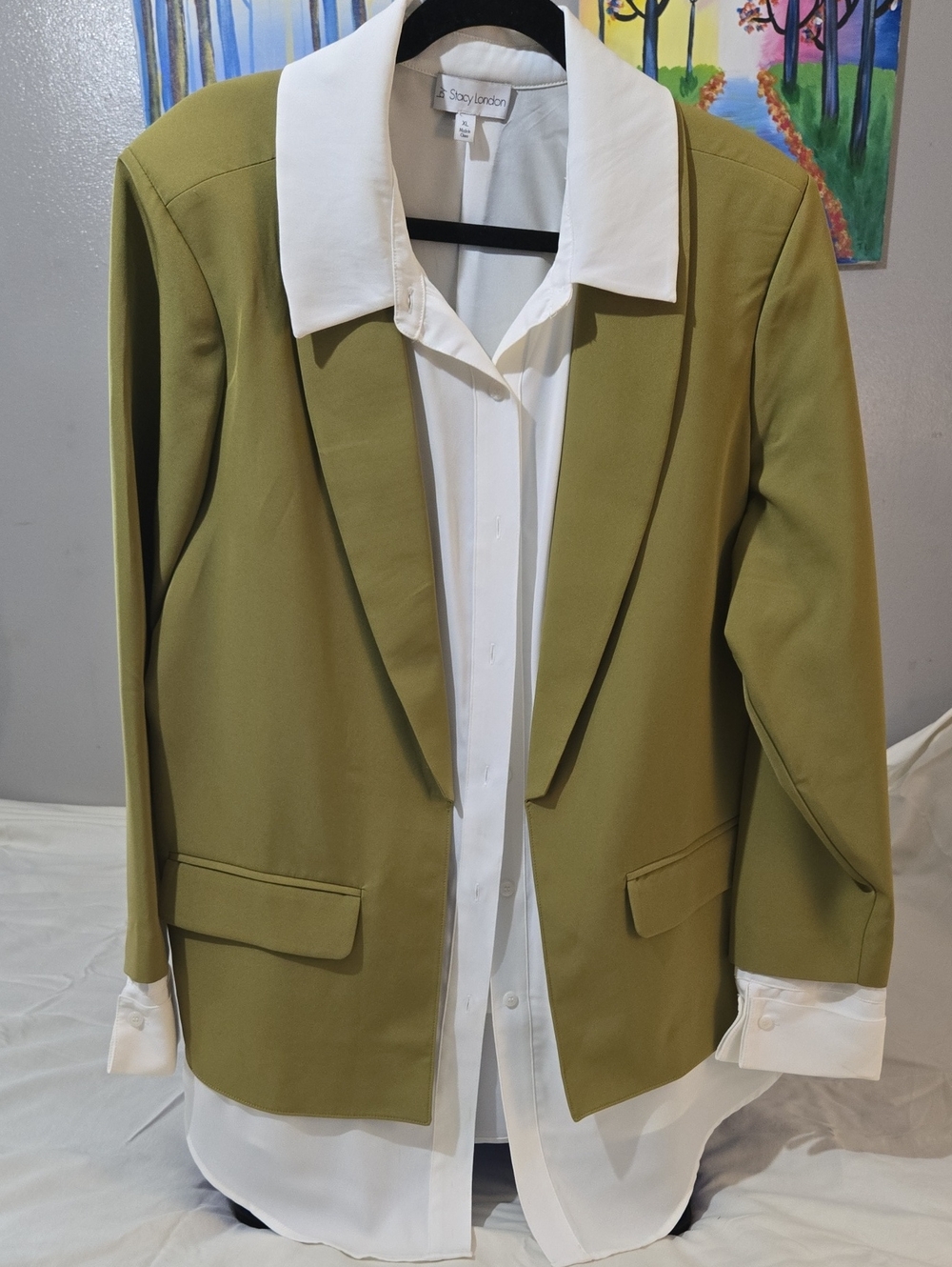 Olive Green Blazer-Style Button Down Shirt